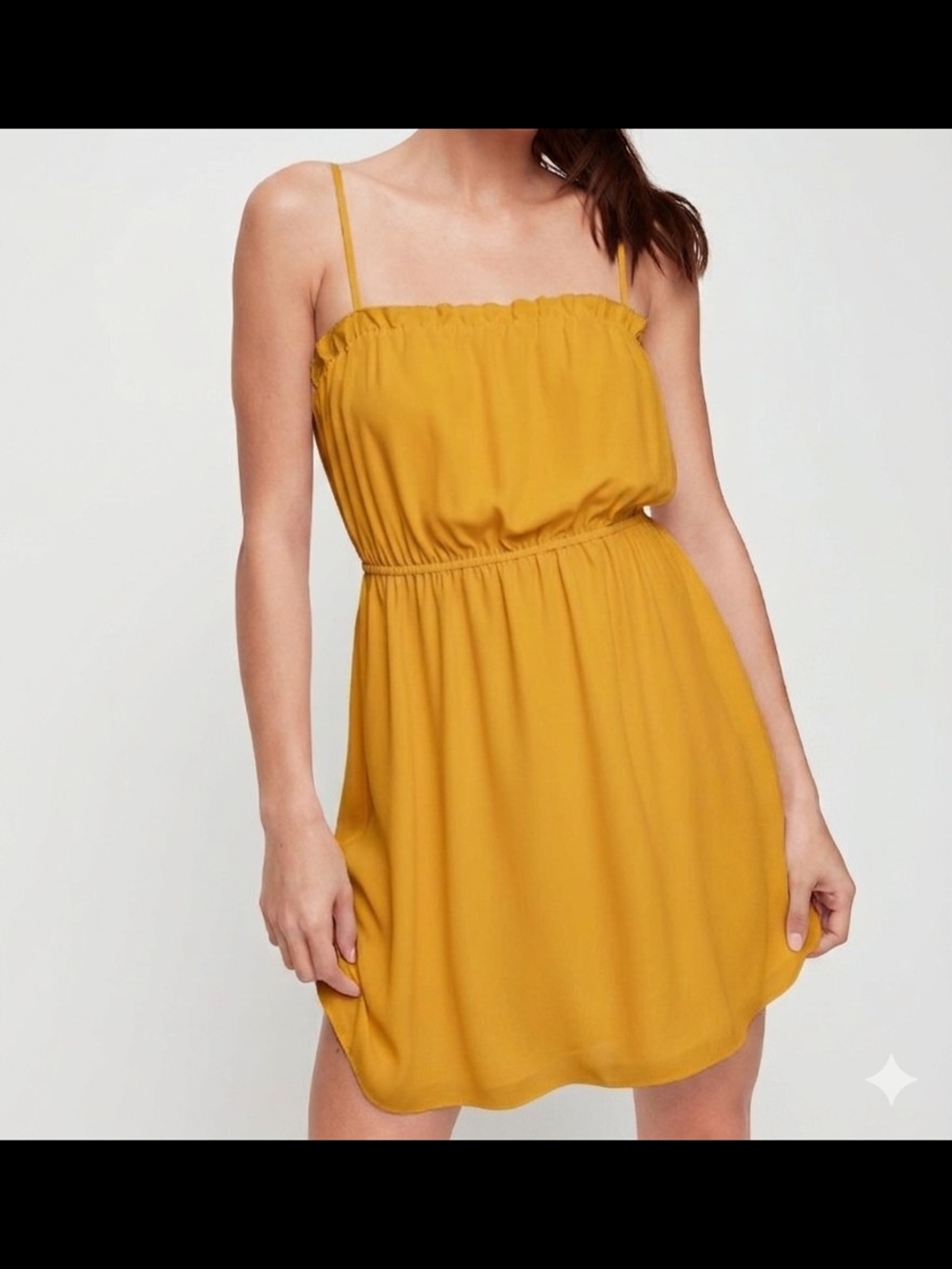 NWOT Aritzia Sunday Best Blixen Chiffon Mini Dress - Mustard Yellow Size M - Picture 9 of 9